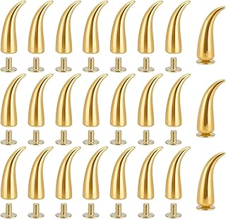 PH PandaHall 40 Sets Claw Studs and Spikes Golden Cone Rivets Screwback Studs Rivet Metal Spikes Stud Punk Style Screw Back for Clothing Purse Handbag Shoes Leather Craft Decoration, 20x9x6.5mm