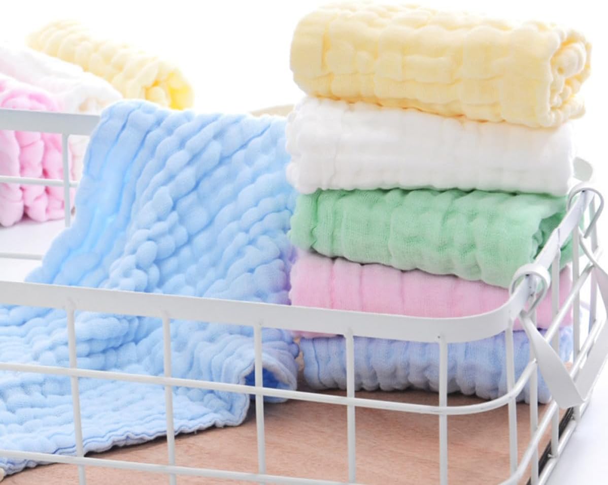 Burp Cloths Towels 5pcs Cotton Multi-Layer Highly Absorbent Dryer Friendly Soft for Newborns and Infants for Holiday and Birth Days