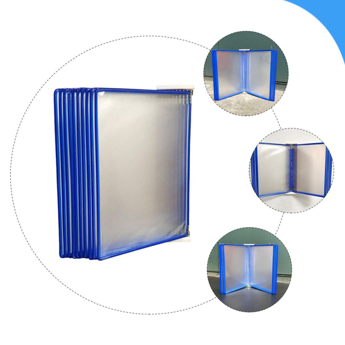 Organizzatore di Documenti da Parete in Metallo e Pvc Blu, Scaffale Verticale per File e Libri, per Uffici e Sale Riunioni, Porta Documenti Appeso Resistente