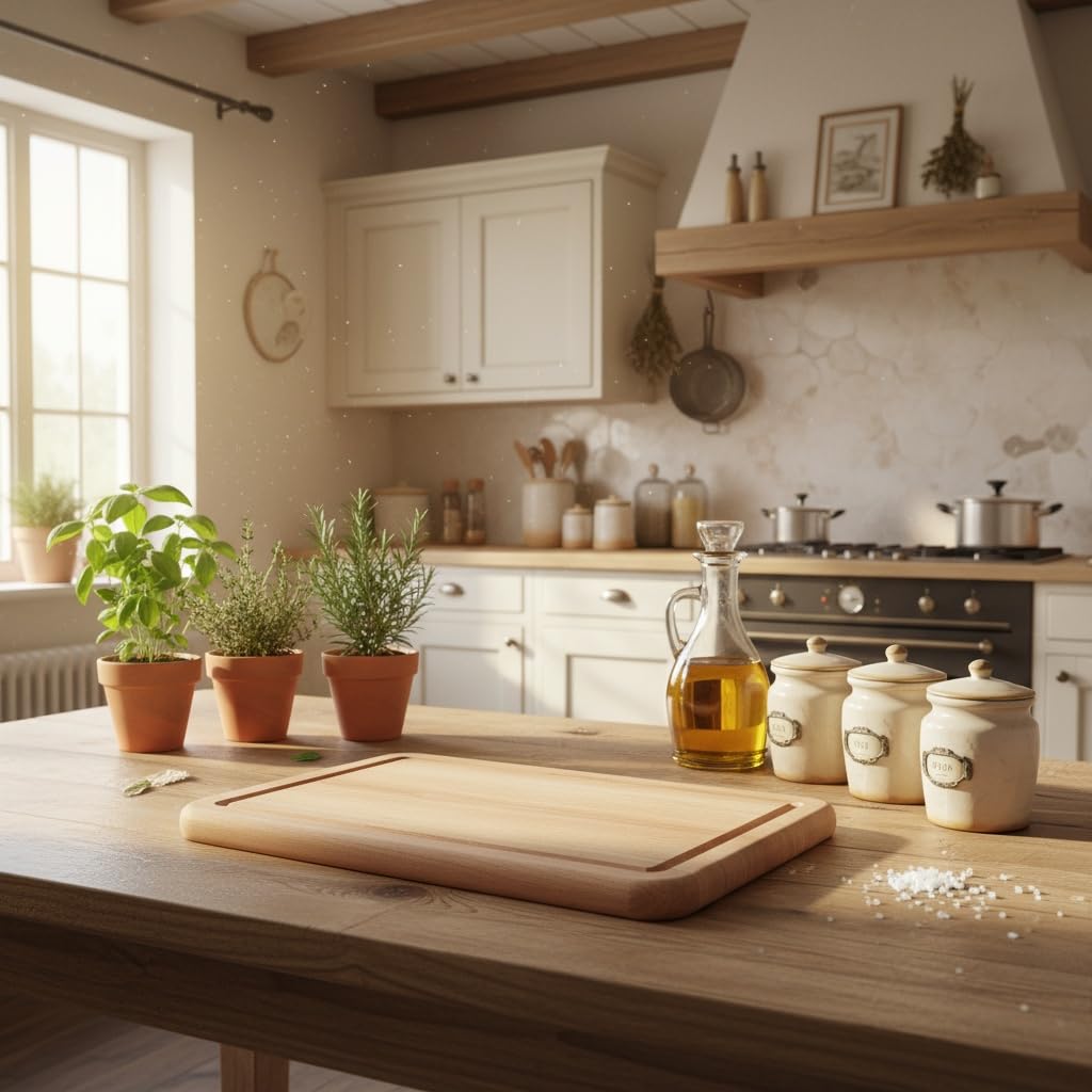 Tagliere in legno massello di faggio oliato, 38 x 25 x 2 cm, con scanalatura, qualità artigianale austriaca, per cucina e servire