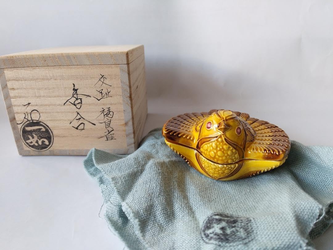 山本一如 作 交趾 福良雀香合 京焼 共箱 共布 香合 茶道具 新品 未使用 山本一如 作 交趾 福良雀香合 京焼 共箱 共布 香合 茶道具 2025