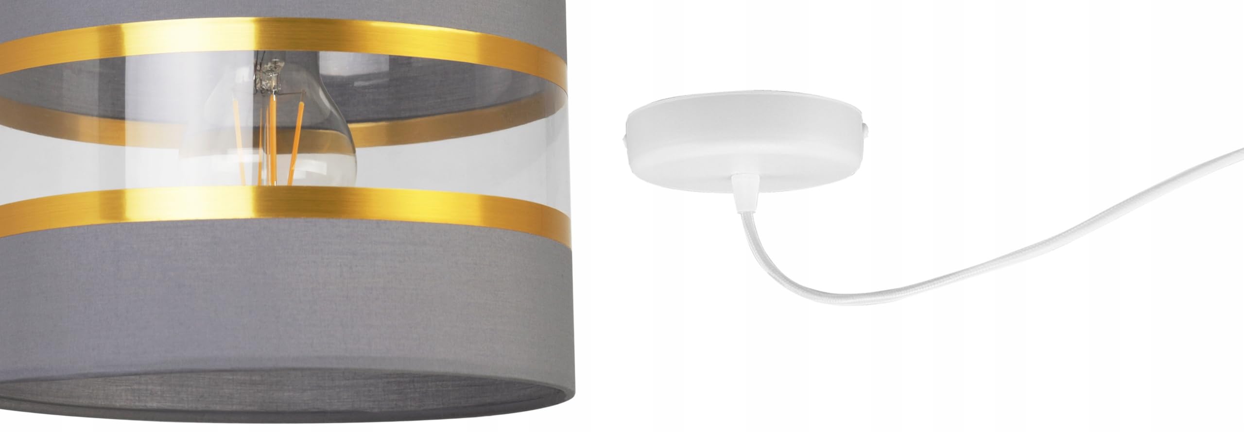Light-Home Spider Elegance Deckenleuchte Pendelleuchte - Moderner Deckenleuchter für Schlafzimmer Wohnzimmer und Küche im Glamour Stil - E27 mit 1 Lichtpunkt - Lampenschirm Stoff 20cm - Weiß und Grau