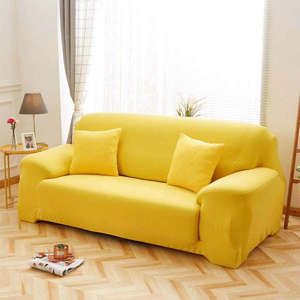 SDYdsgE sofa cover， Bright Yellow Sofa Cover 2 Seater Stretch Fabric Slipcover for Couch Pet Protector
