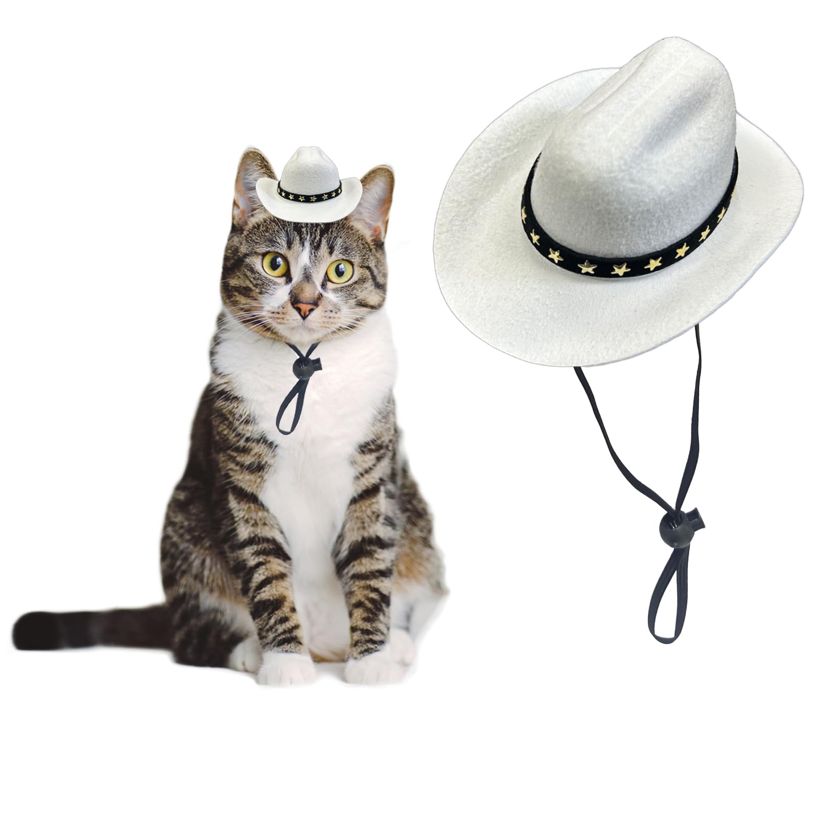 AWOCAN Dog and Cat Cowboy Hat, Mini Pet Costume for Holiday, Halloween, Party Decoration (White, Small) โ image 1