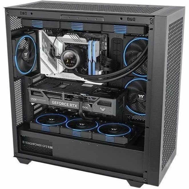 Image of Thermaltake TS120 EX RGB 120mm; Embedded Temperature Sensor; PWM 500~2000 RPM; MagForce 2.0; Airflow 56.01 CFM; Hydraulic Bearing; TT RGB Plus 3.0; Controller Included; 3-Pack; Black; CL-F206-PL12SW-A