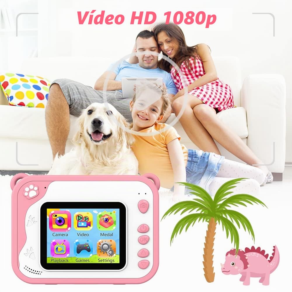 Uleway Camara Fotos Infantil Instantanea,Cámara de Fotos para Niños con Pantalla 2,4", 3 Papel de Impresión y Tarjeta SD de 32GB, Regalos Juguete para Niños y Niñas 3 4 5 6 7 8 9 10 11 12 Años-Rosa