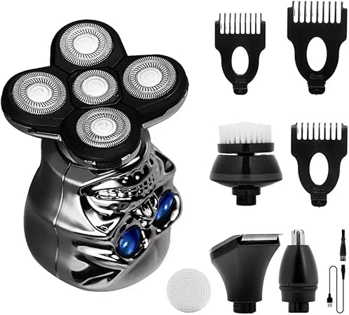 Amazon Co Jp シェーバー メンズ 電気 スキンヘッド シェーバー 髭剃り 電動 ひげそり 回転式 深剃り 5 In 1 マルチグルーミングキット バリカン ヒゲトリマー 鼻毛カッター お風呂剃り可 乾湿両用 Ipx7防水 Usb充電式 ホーム キッチン
