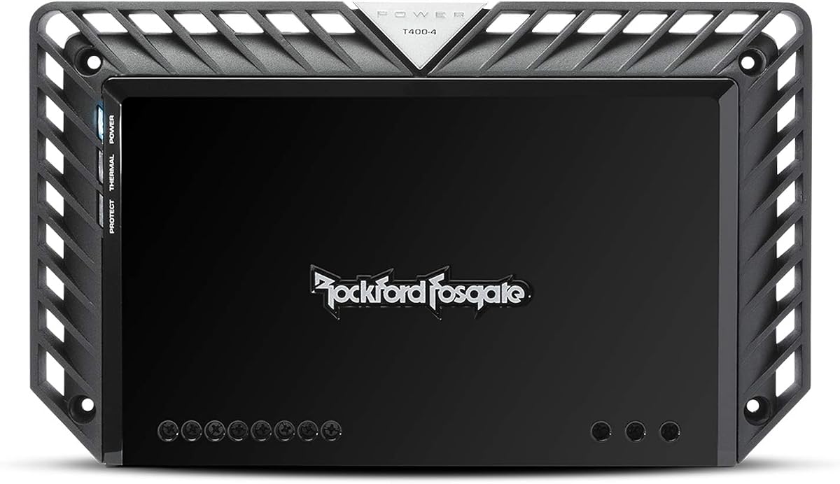 Rockford Fosgate Power T400-4 Amplificador de 4 canales de 400 vatios | Clase A/B, ideal para un sistema de rango completo de 4 vías o altavoces de componentes en la parte delantera con subs en la parte trasera