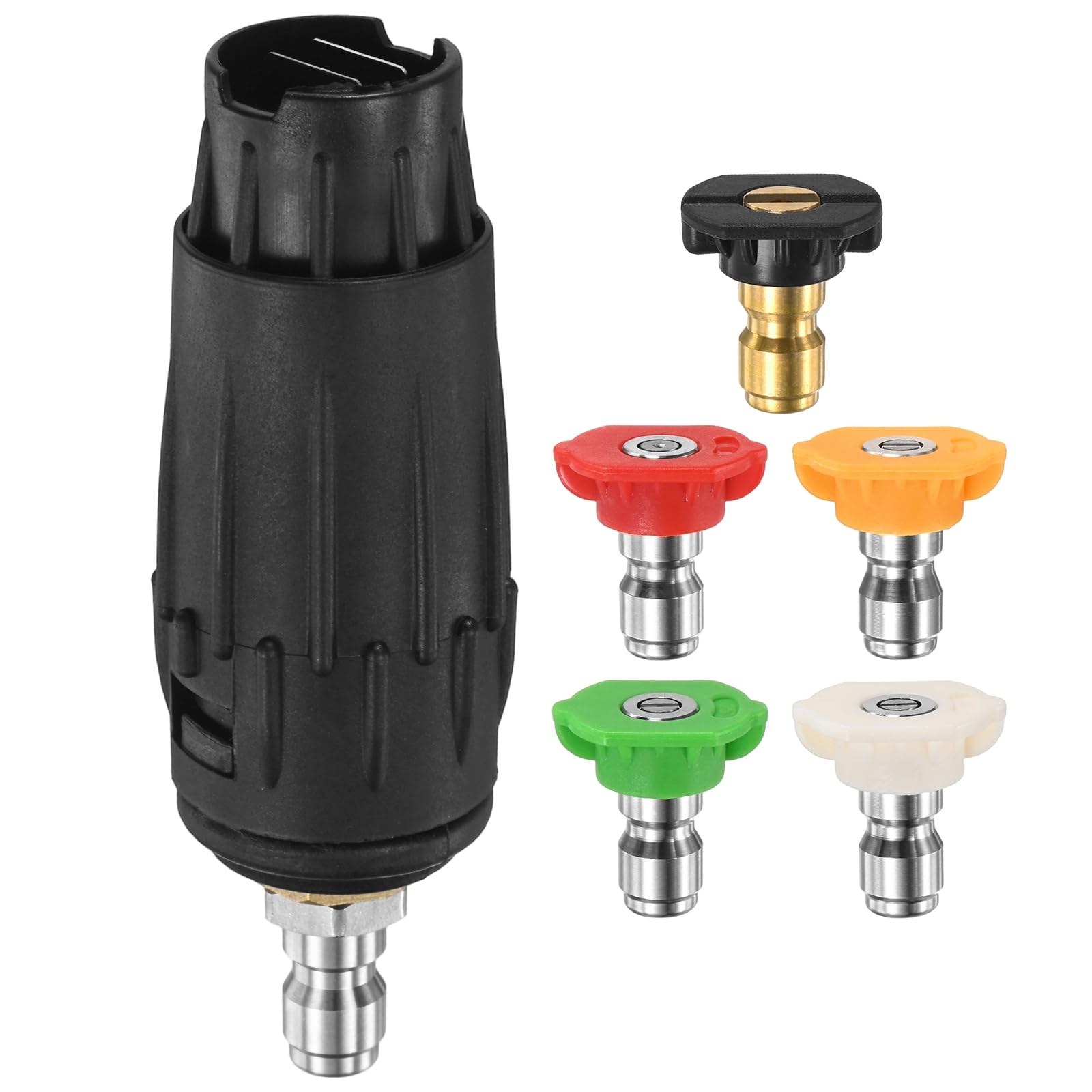M METERXITY 6-Pack Pressure Washer Tips, Adjustable Pressure Washer Nozzle with Variable Pattern, 5 Multi-Degrees Spray Nozzle Tips, 1/4" Quick Connect, 4GPM [Multicolor]
