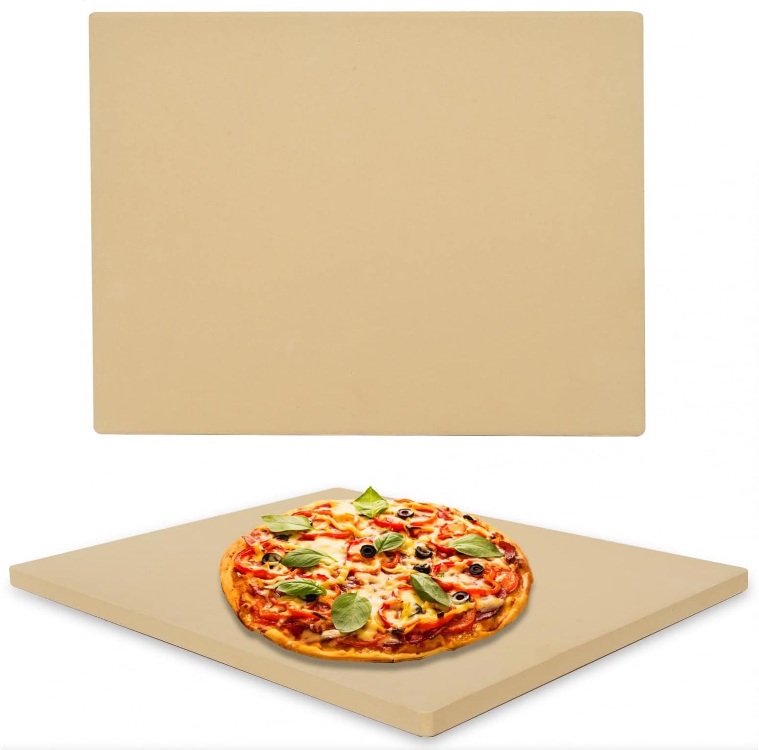 Thermal Shock Resistant Heavy Duty Ceramic Baking Stone - 15x12 In
