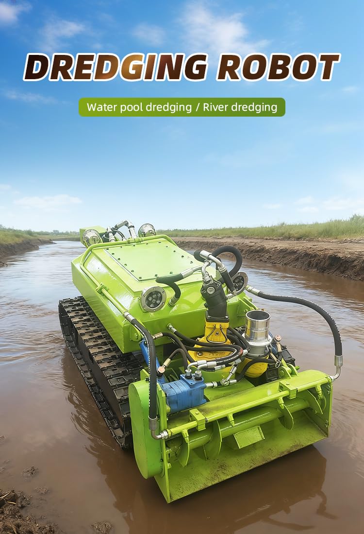 High Efficiency Sludge Cleaning Robot for Waterway Dredging and Pipeline Maintenance with Safe Remote Operation System