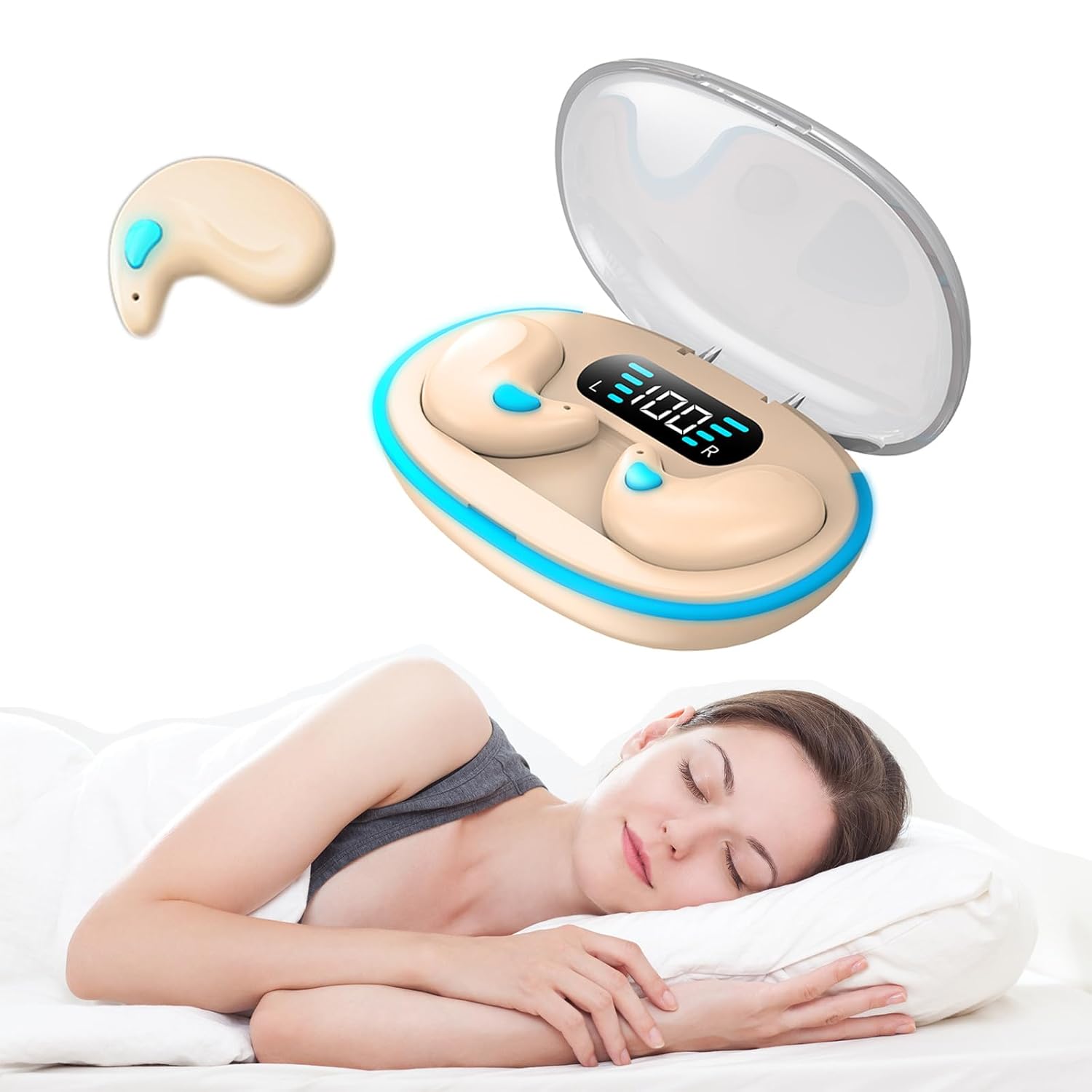 Écouteurs Bluetooth Mini Invisibles Pour Dormir - Bluetooth 5.3, 5h D'autonomie, étui Charge Sans Fil