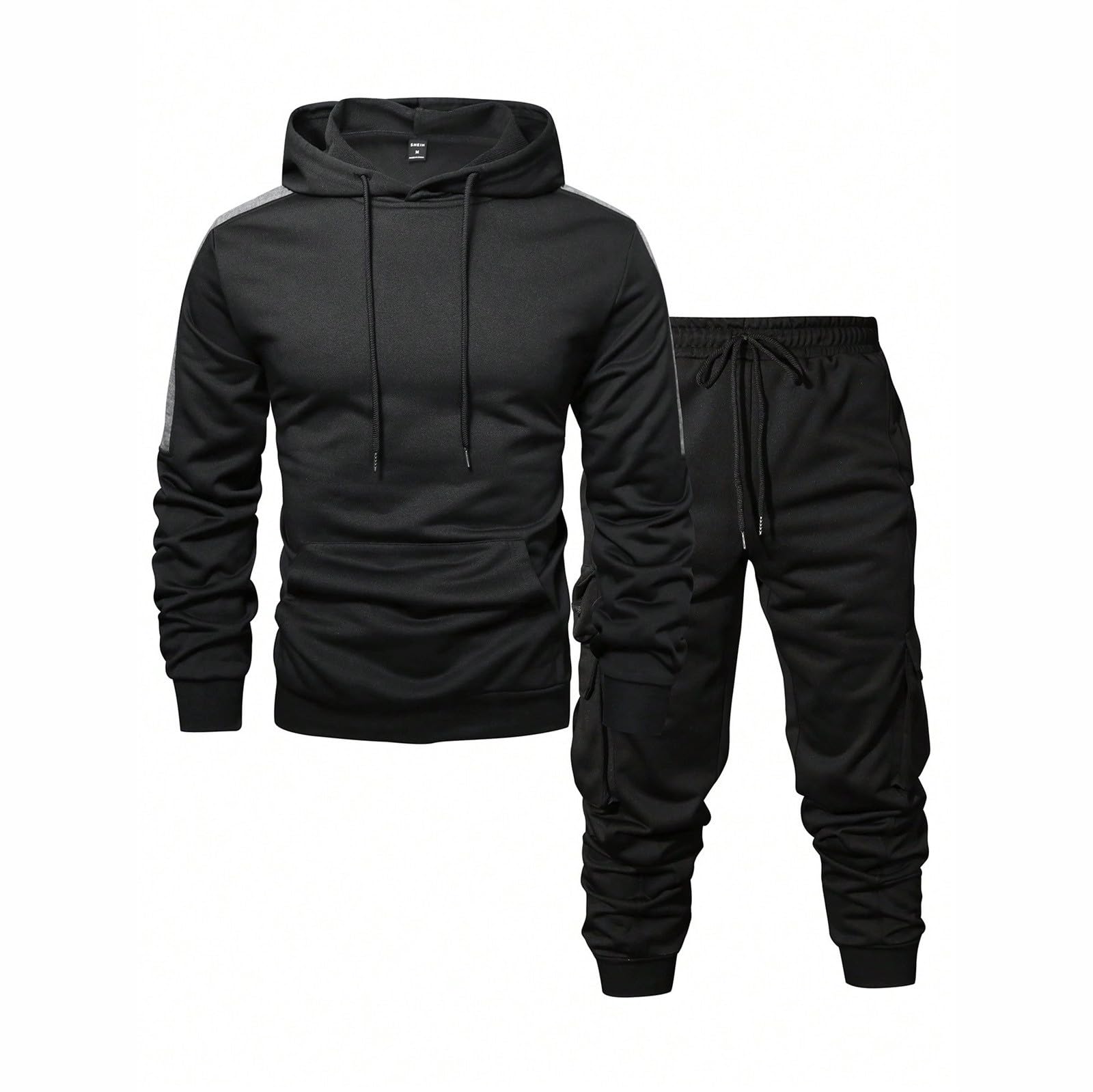 Générique Set di 2 pezzi da uomo in cotone top e pantaloni da jogging sportivi casual leggero a maniche lunghe relax estate morbido fondo elastico tuta abbinata A101