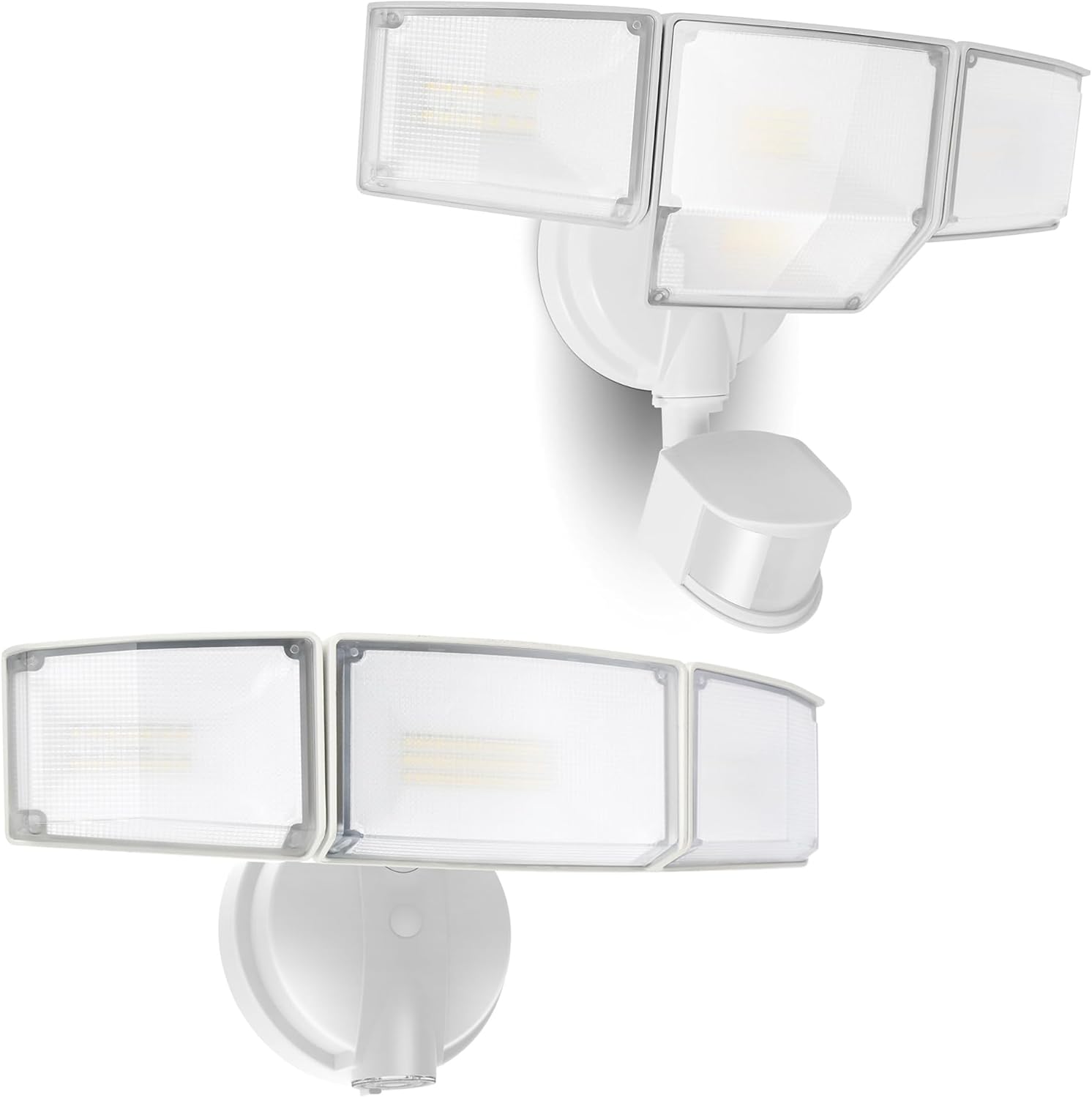 LUTEC 3 Heads Dusk to Dawn and 4 Heads Motion Sensor Flood Lights Outdoor, 75W 8000LM Super Bright LED Security Light with Photocell (White)