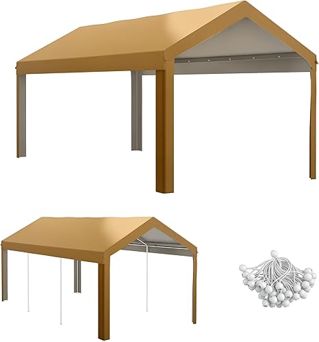 Outsunny Cubierta superior de repuesto para cochera de 10 x 20 pies, resistente a los rayos UV y al agua, portátil, con cuerdas elásticas de bola,