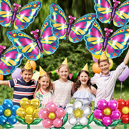 Benospace 12 Pcs Butterfly Flower Balloons, Colorful Spring Summer Floral Theme Aluminum Foil Balloon Fairy Floral Theme Mylar Balloon For Birthday Party Supplies Baby Shower Decor Wedding Decorations #TOP4