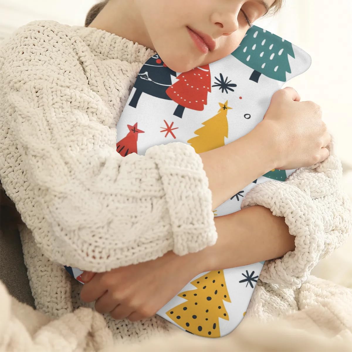 Hot Water Bottle with Soft Cover,2L Mystical Tree Christmas Hot Water Bag for Hot and Cold Compress, Hand Feet Warmer, Rubber Hot or Cold Water Bottle Halloween Christmas Decorations