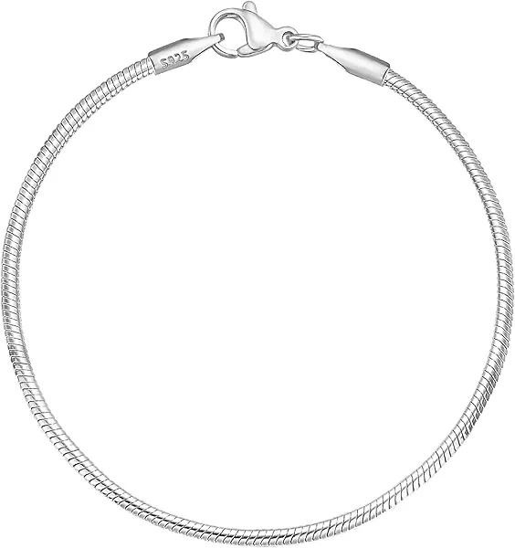 Charm Bracelet 925 Sterling Silver Bracelets for Women 2mm Dainty Snake Chain Bracelet Jewelry Gifts for Her