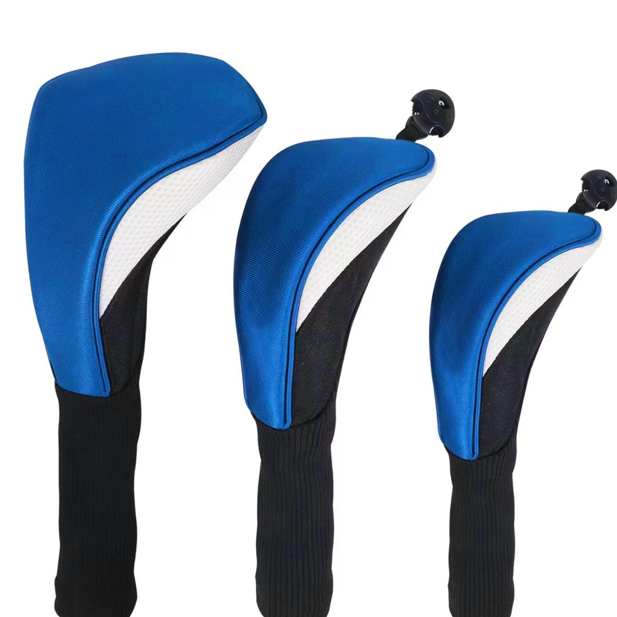 Namvo Juego de 3 cubiertas de madera para palo de golf, funda protectora para palo de golf, color azul y blanco