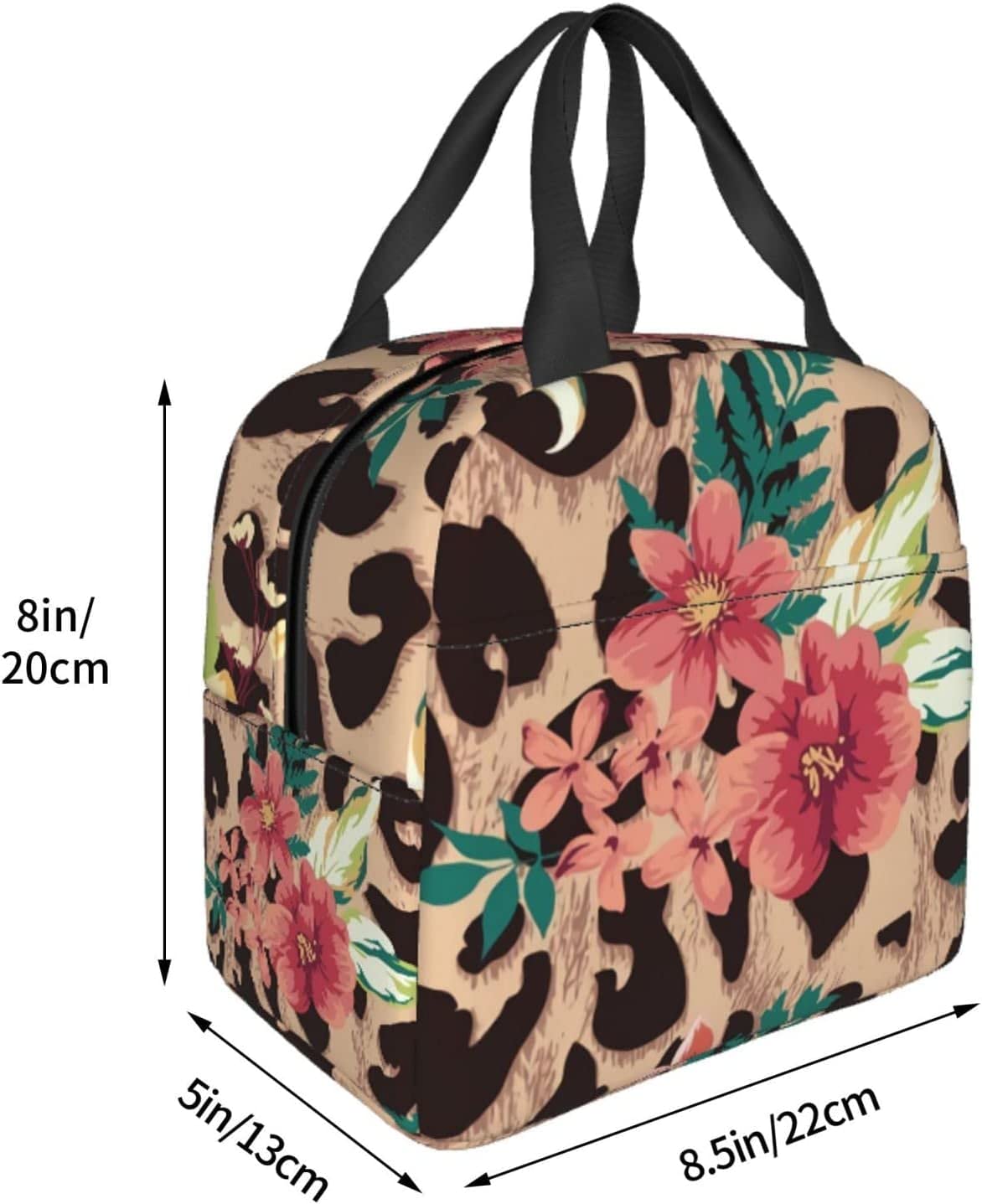 Borsa Pranzo Termica Donna Stampa Leopardata Rosa, Con Tracolla Regolabile, Impermeabile, Isolata, Per Lavoro, Scuola, Picnic - 4