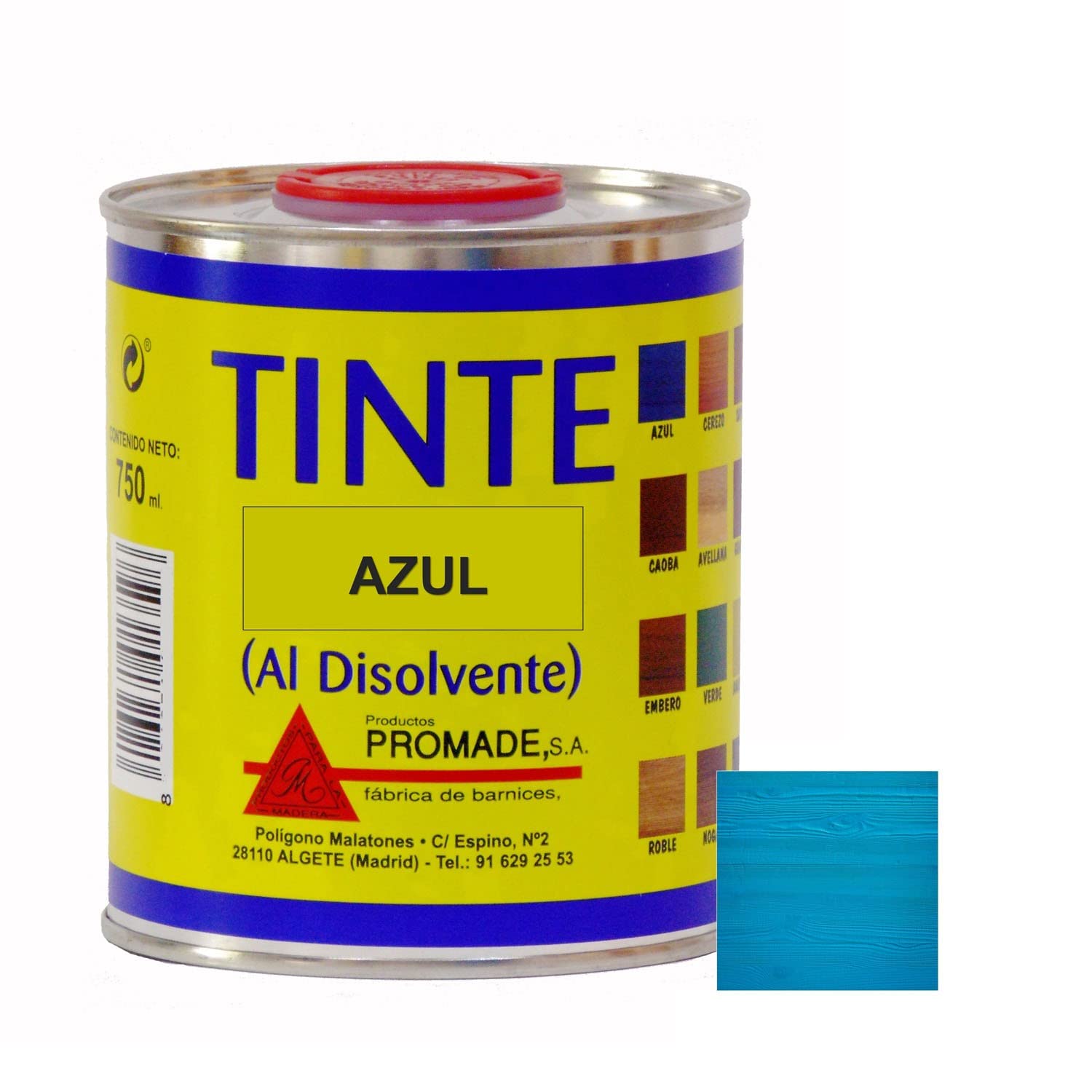 Promade - Tinte al disolvente para teñir la madera. Tonos de madera y colores vivos y modernos (750 ml, Azul)