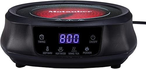 Mini estufa eléctrica de 800 W, hervir té, placa de cocina de vidrio de cerámica con 8 niveles de potencia ajustables, función inteligente de