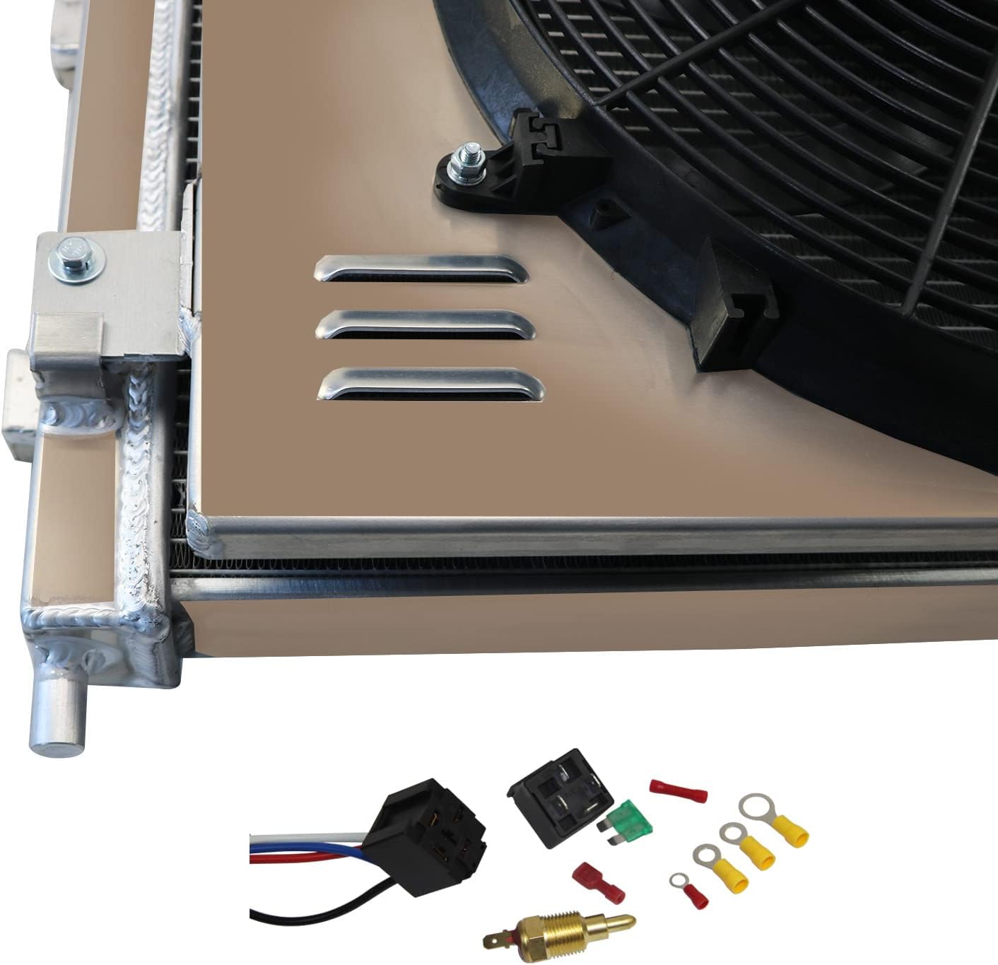 3 Row Aluminum Radiator + Shroud + Fan + Relay Fit 03-13 Chevy Corvette & SSR 5.3L/6.0L/6.2L/7.0L V8 GAS