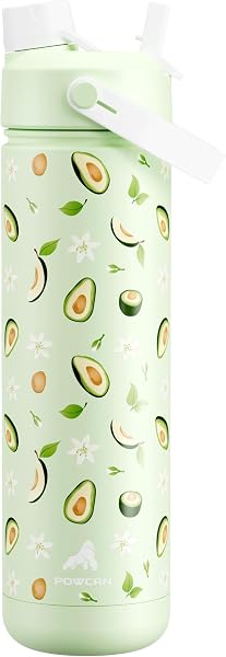 POWCAN 26 Oz Insulated Water Bottle: 2-in-1 Straw and Spout Lid, Leak-proof