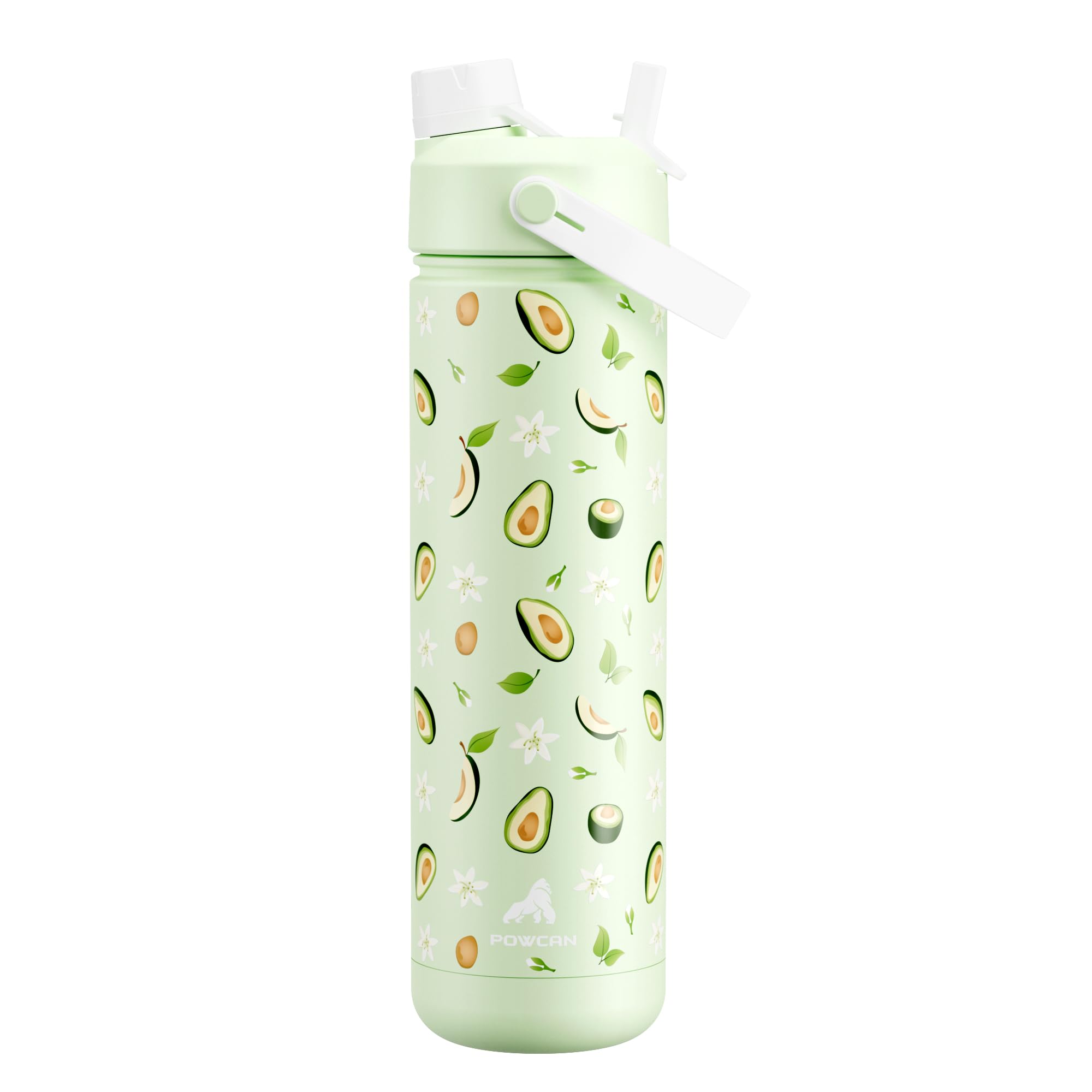 POWCAN 26 oz Insulated Water Bottle: 2-in-1 Straw and Spout Lid, Leak-proof