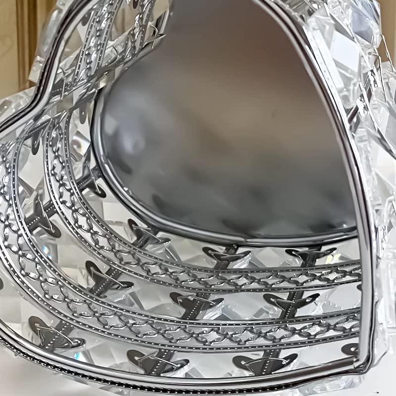 CherryBox Heart Shape Crystal Makeup Brushes Holder, Pen/Pencil Holder, Jewelry Storage (SILVER) 2