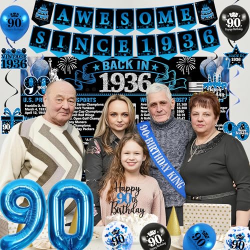 Trgowaul 90th Birthday Decorations for Men, Blue Back in 1936 Poster by Trgowaul - Used condition - Image 6