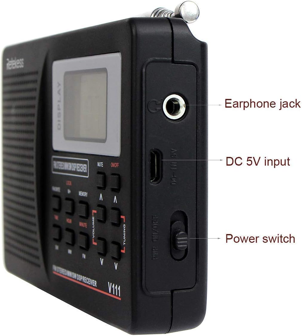 Retekess V115 Portable Shortwave Radio, Digital Battery Powered, and V111 AM FM With Best Reception - Small Bundle