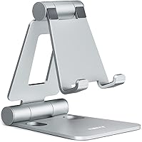 Vista 9 de Nulaxy Soporte plegable doble para teléfono celular, totalmente ajustable, plegable, soporte para teléfono de escritorio, base compatible con iPhone