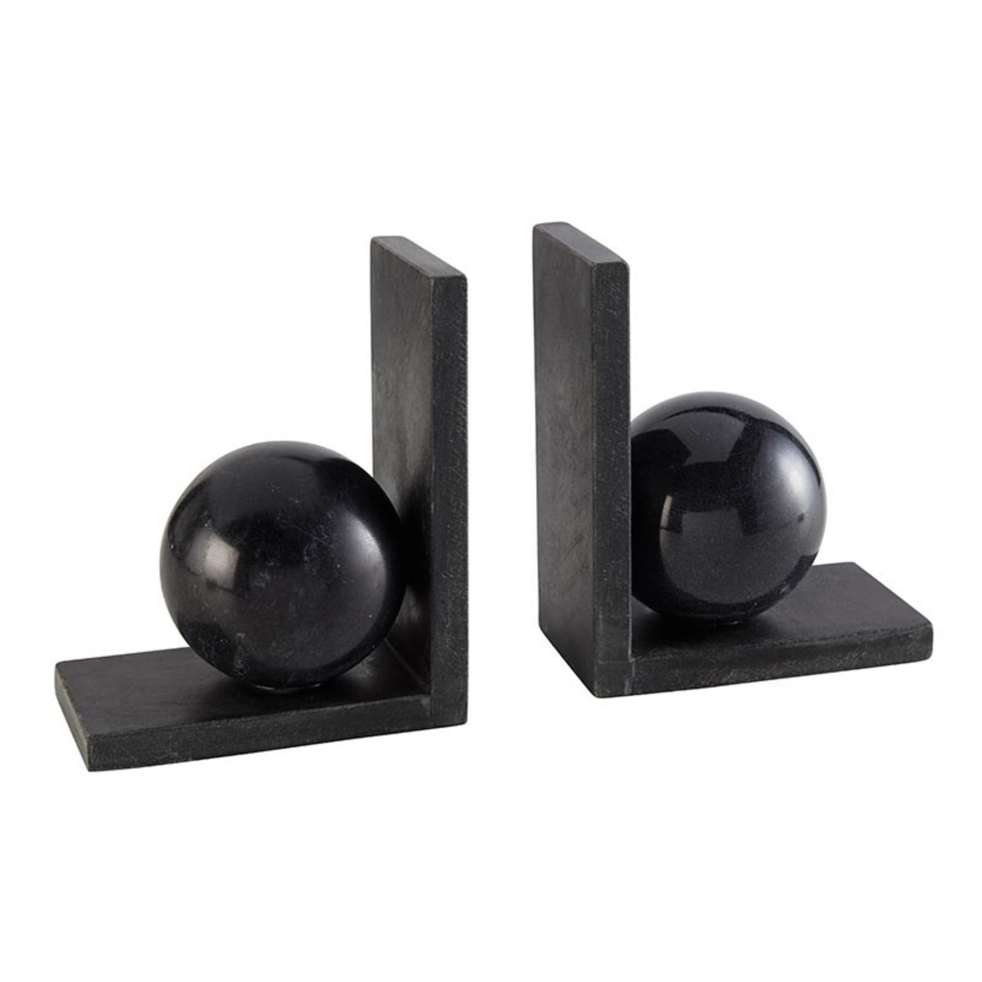Serre-livres en marbre noir lourd 14,6x7,6x17,8 cm bloc de pierre étagère