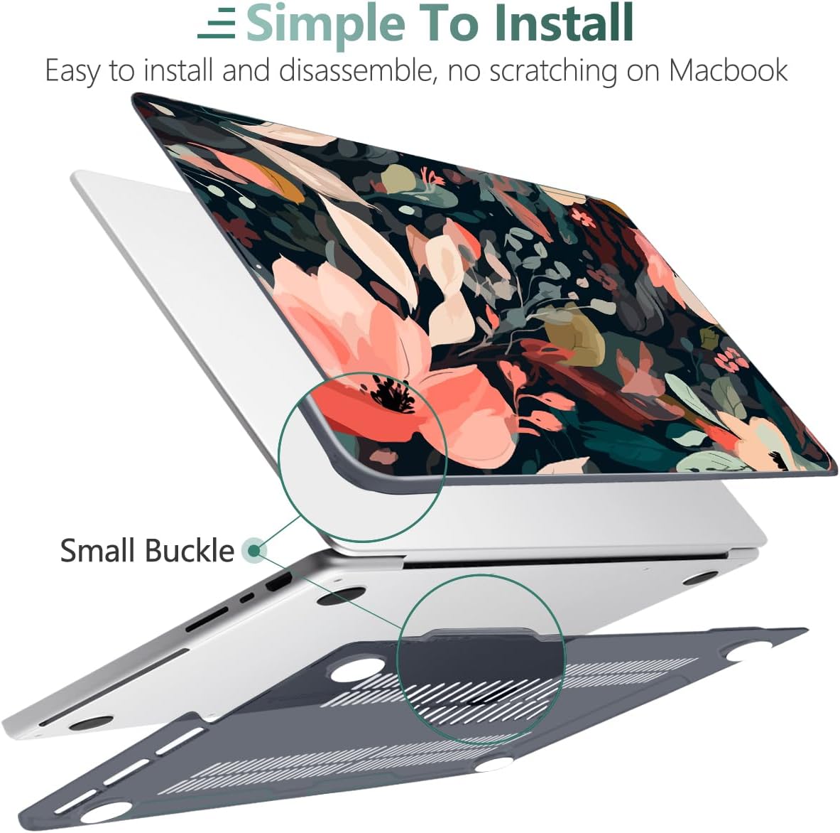 DONGKE Case for M5 MacBook Pro 14 inch 2025 2024-2021 M4 M3 M2 M1, Plastic Hard Shell Cover Compatible with A3434 A3112 A3401 A3185 A2992 A2779 A2442, Retina XDR Display & Touch ID, Painted Florals - Image 4