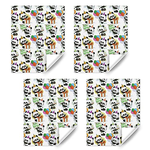 Panda Gift Wrapping Paper For Happy Birthday, Cute Pandas Balloons Wish Birthday Wrapping Paper For Baby Boys Girls Children Animal Baby Shower Kindergarten Party Xmas Gifts Wraps #TOP2
