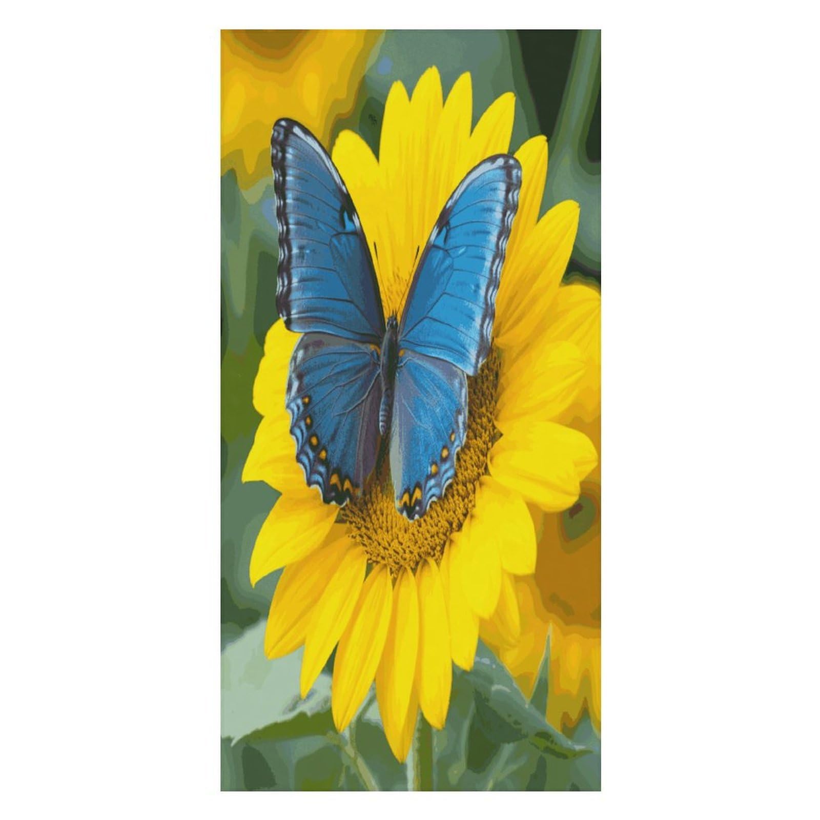 FekiLoot Sunflower Blue Butterfly Beach Towel Oversized Bath Towel Ultra Soft Pool Towel Cozy Swim Towel Silky Lounge Towel Quick Dry Travel Towel Gentle Absorbent Towel for Adults Women Men