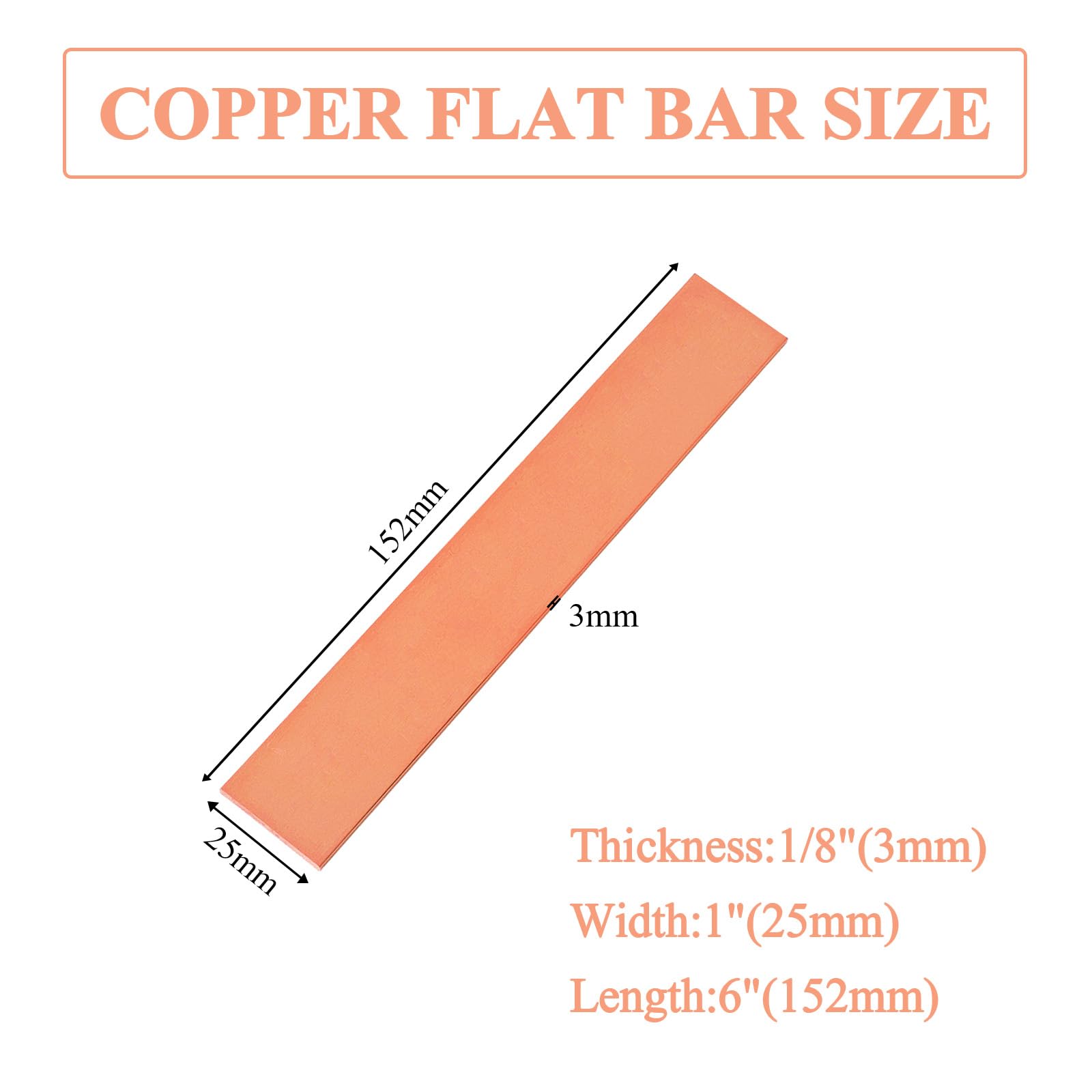 Copper Flat Bar 1/8" x 1" - 6" | HWYEE -2