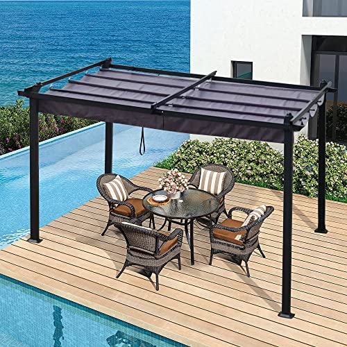 Sun Canopy, Outdoor Patio Retractable Pergola With Canopy, Retractable Replacement Awning Canopy, Sliding Suspension Wave Canopy, Detachable, Suitable For Garden Terrace Backyard Deck Porch Gazebo #TOP3