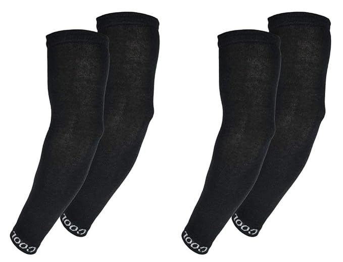 TENDSY Men & Women Cotton Sports Arm Sleeves (Pack of 2 Pairs, Black)