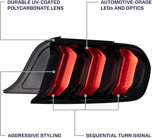 Miniatura 4 de Luces traseras LED secuenciales compatibles con Ford Mustang 2015-2023 (par), ahumadas