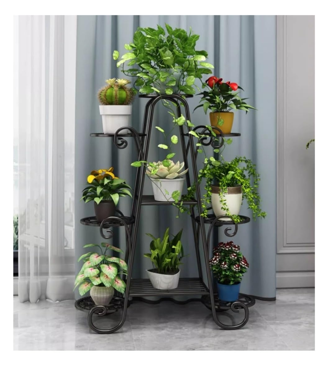 Blumenständer Blumenregal Blumenbank Garten Blumenständer Indoor Outdoor Pflanzgefäß Balkon Bonsai Pflanzenständer Pflanzenhalter Wohnzimmer Pflanzenständer Blumentreppe Pflanzenregal ( Color : Siyah Garten