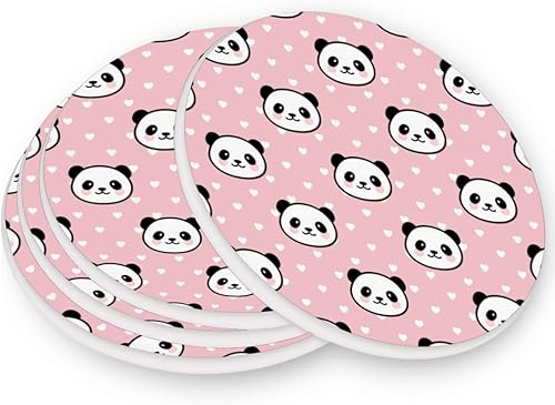 visesunny Posavasos con diseño de dibujos animados de panda, con base de corcho para mesa, protege los muebles de derrames, arañazos, anillos de