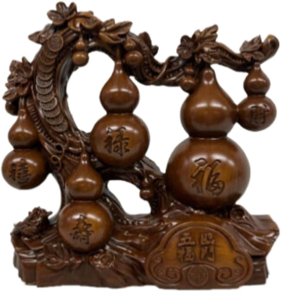 五福临门葫芦 Pure Copper Gourd Retro Home Decor Tabletop 摆件 Feng Shui Figurine Home Office Decor Chinese Gifts 客厅酒柜家居装饰工艺品乔迁礼品 8319