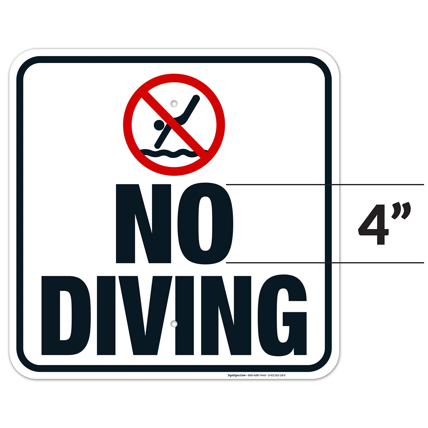 Texas No Diving Sign, Complies with State of Texas Pool Safety Code, 18x18 Inches, Rust Free .063 Aluminum, Fade Resistant, Made in USA