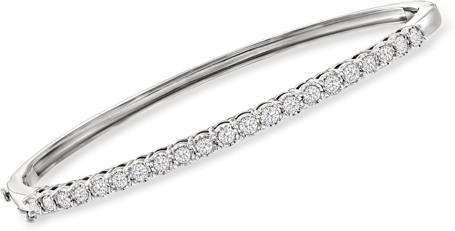 Ross-Simons 1.00 ct. t.w. Diamond Bangle Bracelet in Sterling Silver