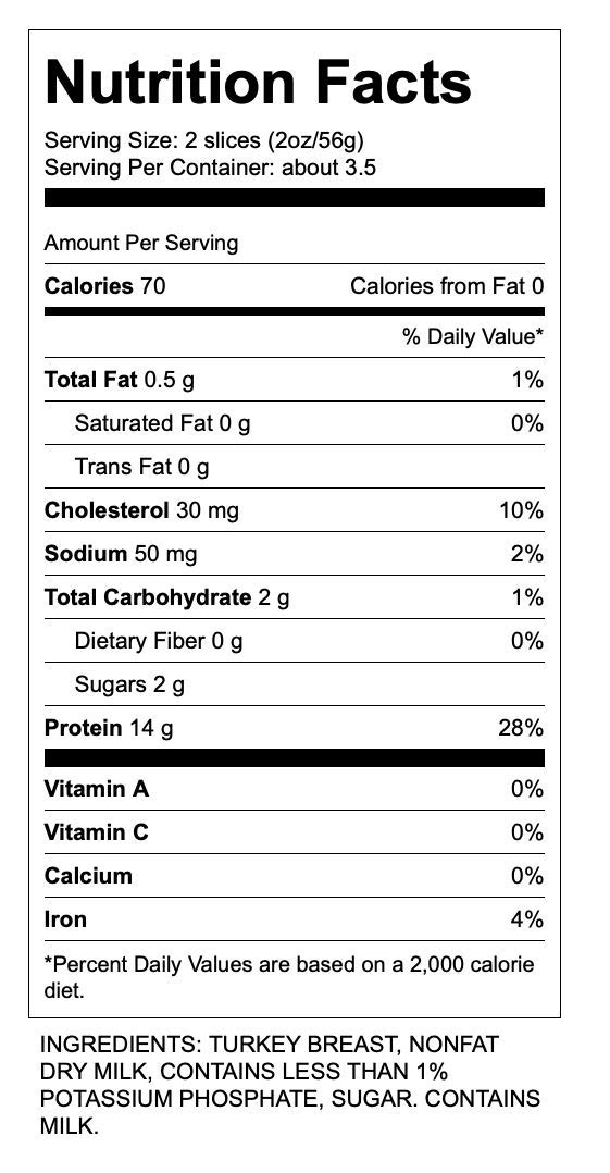 Dietz & Watson No Salt Added Turkey, 7 oz