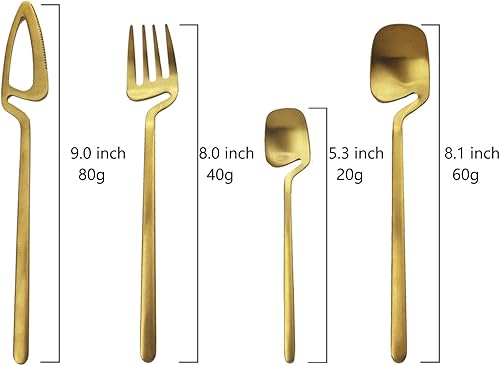 Miniatura 10 de JASHII Juego de cubiertos de acero inoxidable de 24 piezas con acabado satinado para 6 vajillas, apto para lavavajillas (arcoíris mate)