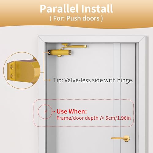 Miniatura 9 de Cierrapuertas resistente comercial de gran tamaño con acabado Dullgolden, sistema hidráulico de cierre automático
