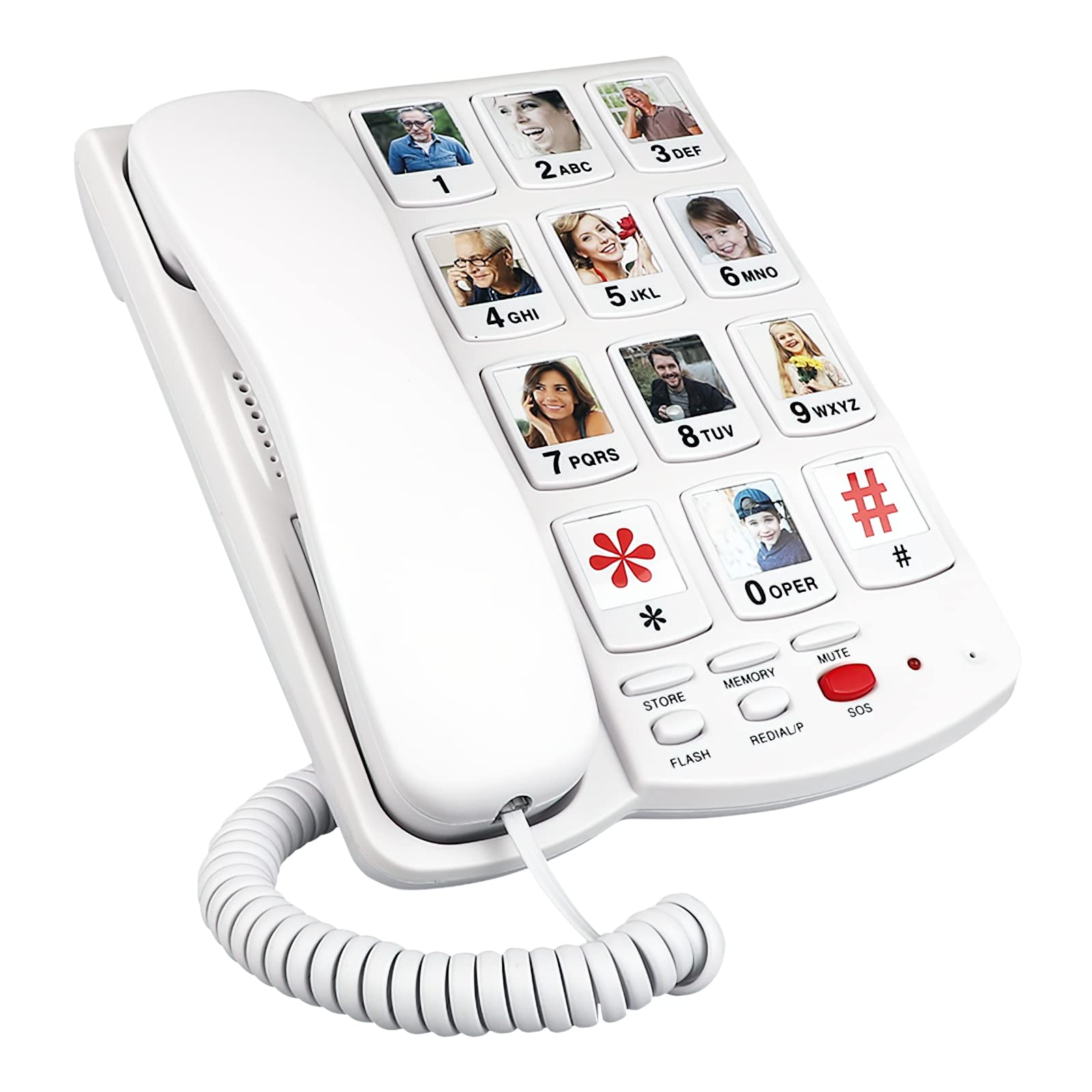 Buy Big Button Phone for Seniors Home, 12 Pictured Big Buttons,Wired Simple Basic Landline